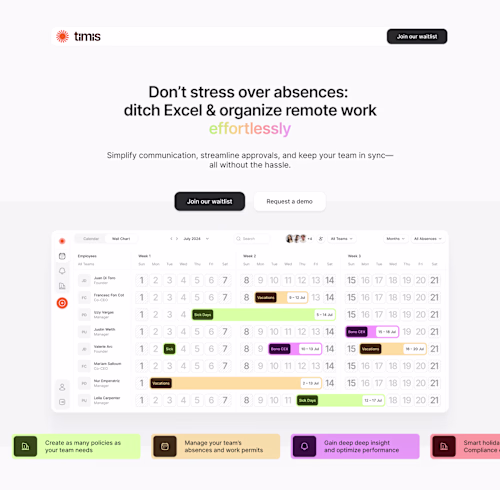 Timis Landing & Web App Design