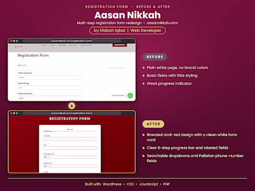 Aasan Nikkah Matrimonial Website Multi-Step