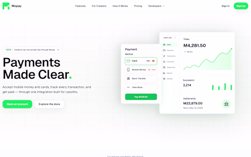 MoPay — payment platform dashboard