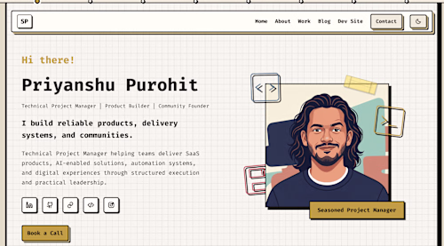 Personal portfolio with custom design,