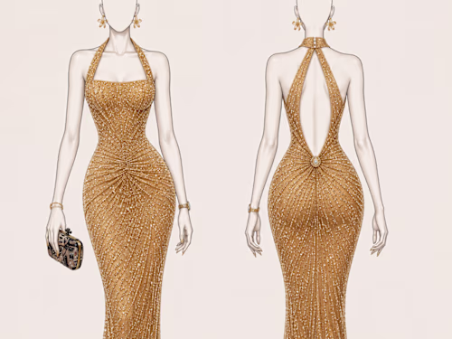 Luxury evening gown concept art.