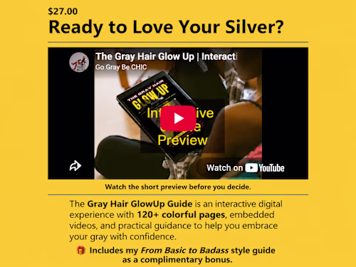 Product page for The Gray Hair Glow Up Ebook.