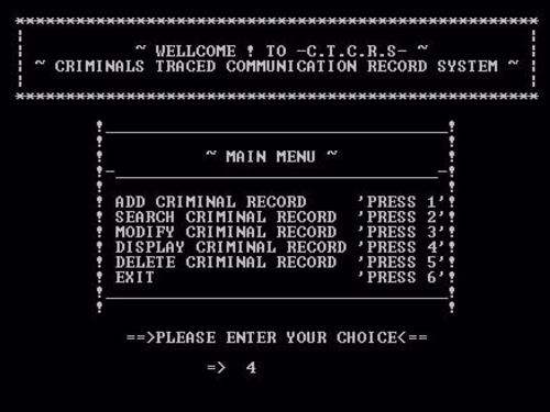 CRIMINALS TRACED COMMUNICATION RECORD SYSTEM