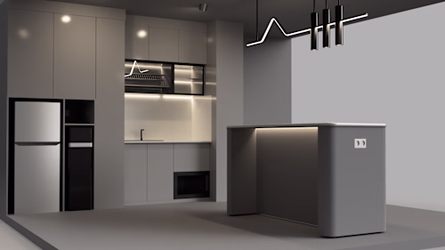 Simple Kitchen Interior 3D Visualization