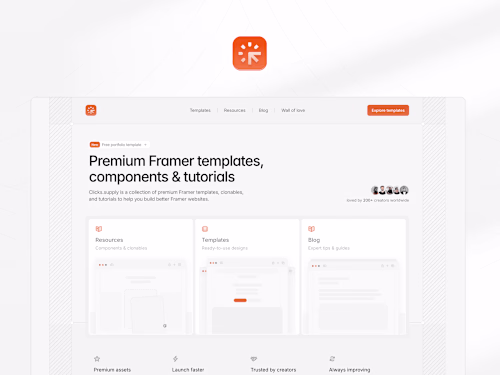 clicks.supply · Framer Templates, Components, & Tutorials