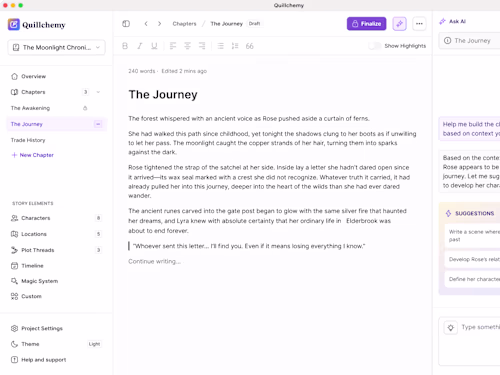 Quillchemy - Fantasy Fiction Writing AI App