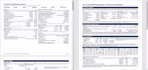 Multifamily acquisition underwriting and investment