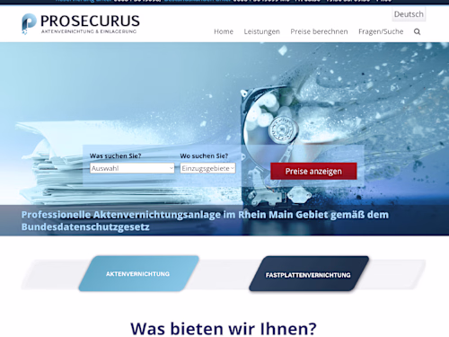 Prosecurus.de :
Web Site for Shredding Service