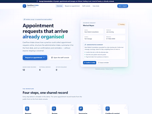 CareFlow Intake — Appointment & Intake Automation