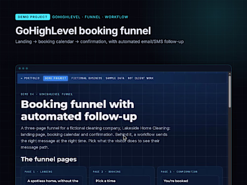 GoHighLevel Booking Funnel & Follow-Up Workflow (Demo)