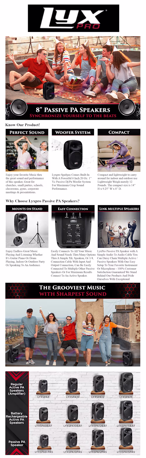 8" Passive PA Speakers –