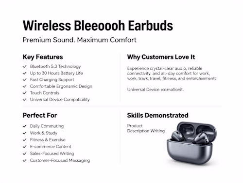 Professional product description writing sample