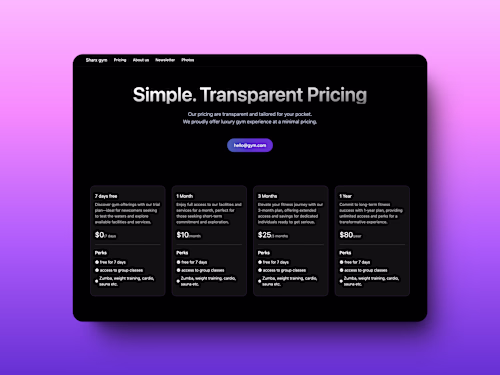 Gym website UI design