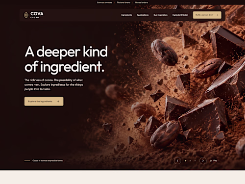 COVA CACAO — Ingredient Website Concept
