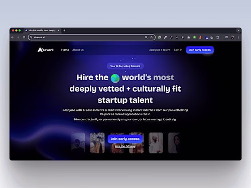 Interactive multipage website for tech talent hiring startup