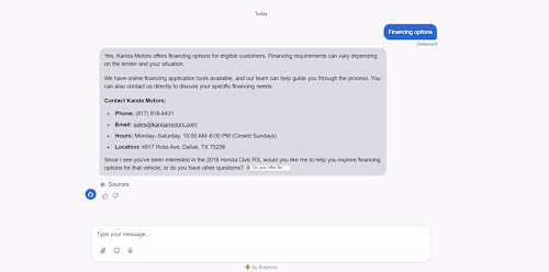Interactive AI dealership support agent