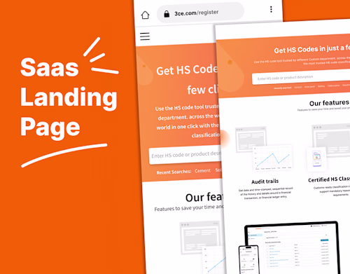 Landing page design for a streamlined SAAS tool- HS Code Finder