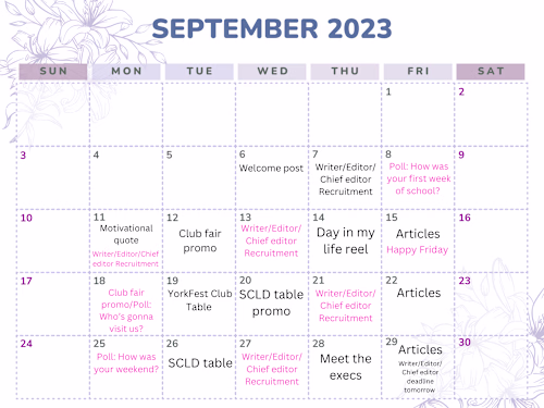 HCYU Social Media Content Calendar
