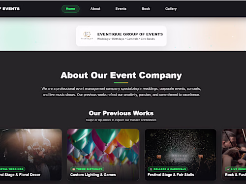 Project title:
Event Management & Booking