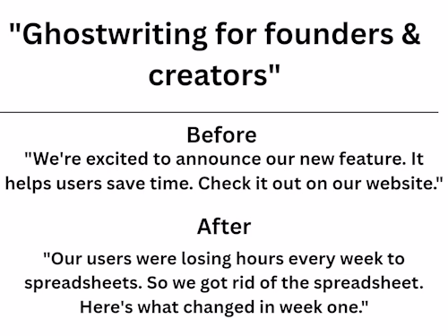 Sample work: a founder product