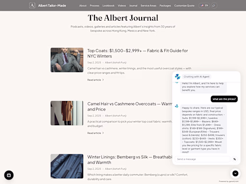 Building Albert Tailor-Made, my own live business, to valida...