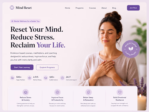 Mind Reset Kajabi Wellness Platform Design