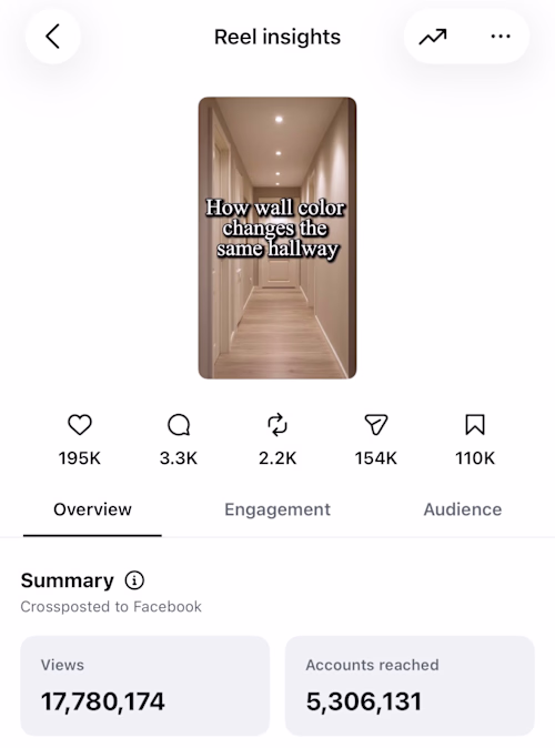 Million-View Interior Reels | Selected Content Results
