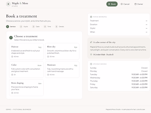 Salon Booking App Built on Base44 (demo)