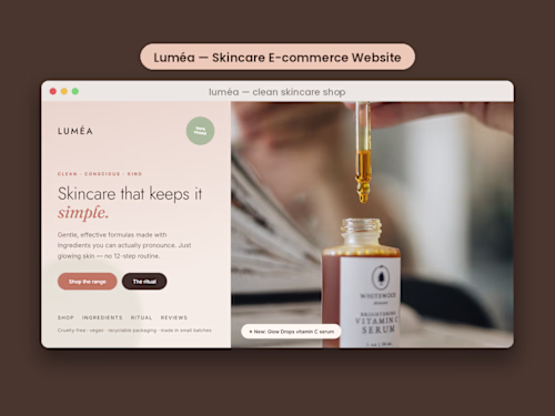 A soft, boutique e-commerce website