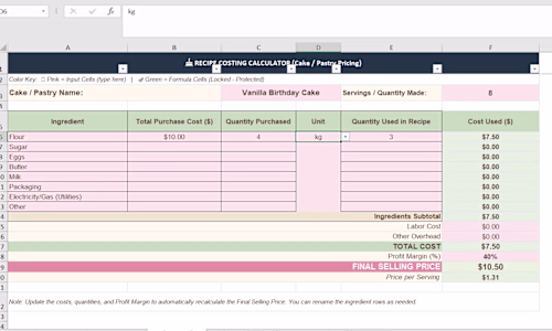 Automated Recipe Costing & Profit