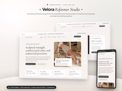 Velora — Reformer Pilates & Wellness Studio Framer Template