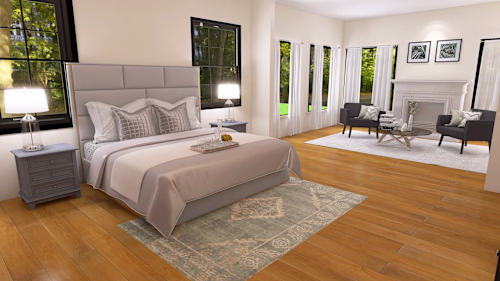 A master bedroom, modeled and designed by me.