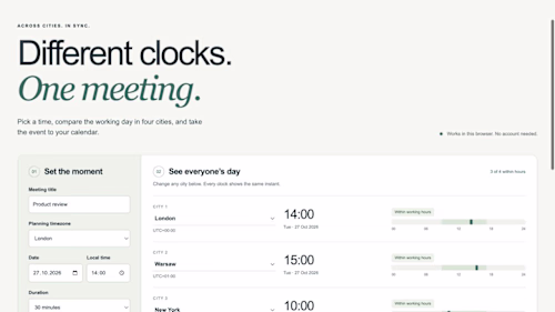 Timebridge — JavaScript Time-Zone Planner