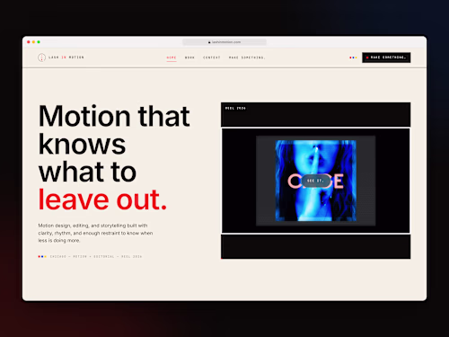 Lash in Motion — Portfolio Website for a Motion Designer