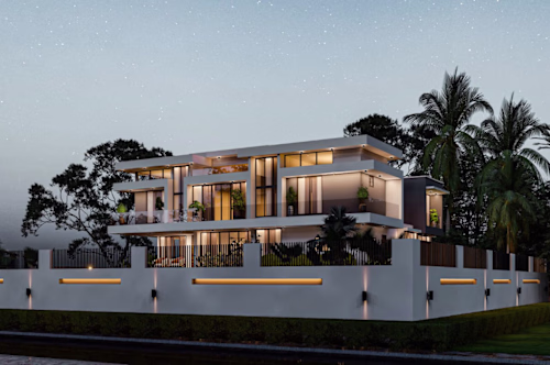 Modern luxury villa exterior visualization