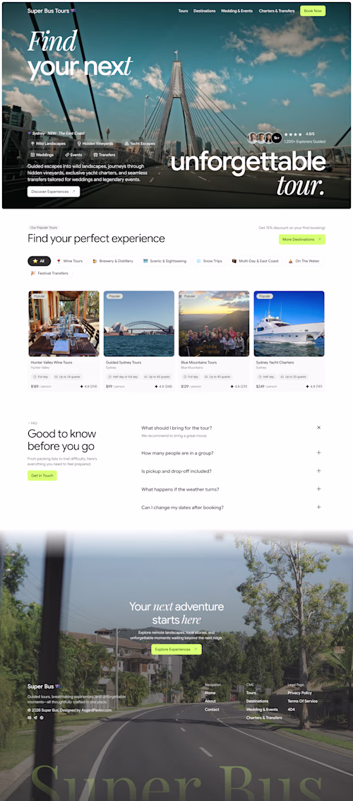 A Demo Site Design for Bus Tours Company in AU 🇦🇺
