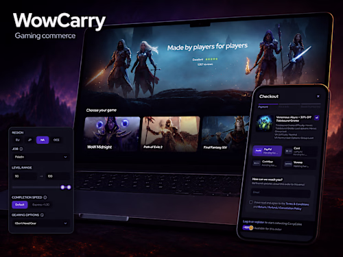WowCarry — Gaming Storefront and Checkout Experience