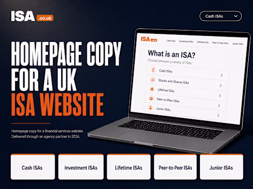 Homepage copy for a UK ISA website