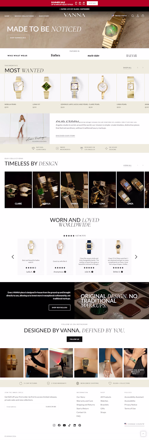 VANNA Luxury E-Commerce Store Web