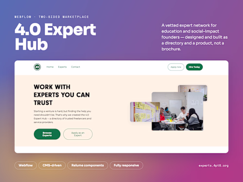 4.0 Expert Hub: Two-Sided Marketplace in Webflow