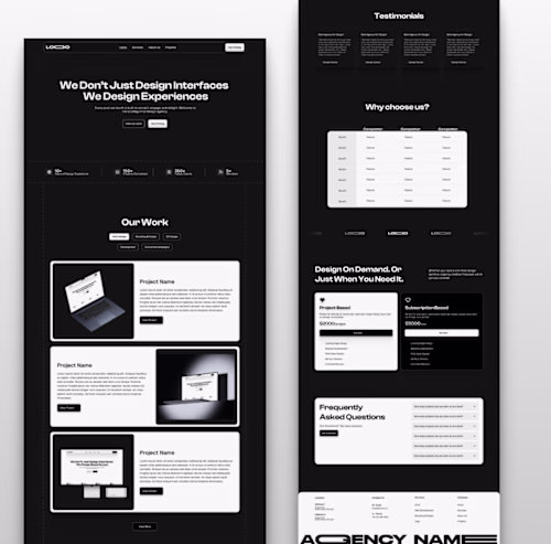 Design Agency Service Website - Dark Theme