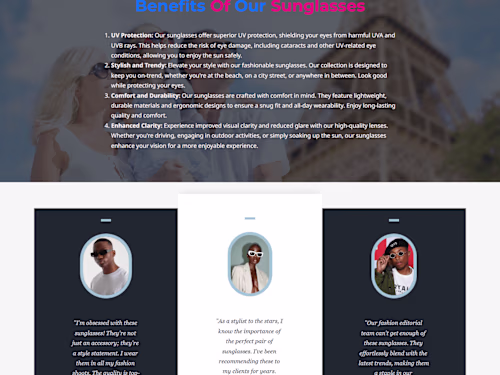 Oakley Sunglasses Landing page