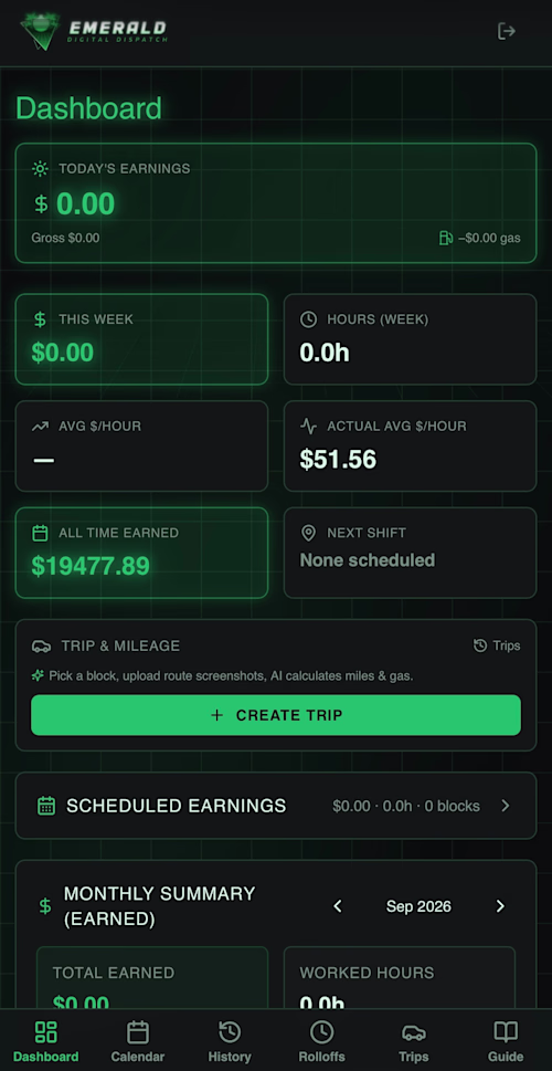 Emerald Flex Earnings Tracker -