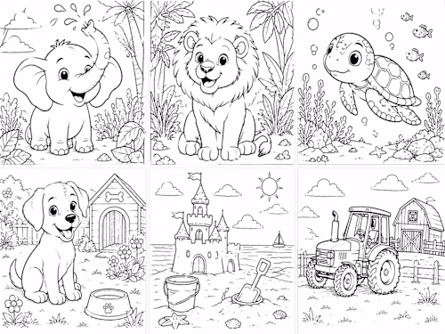 Children's Coloring Book Illustration Collection
This