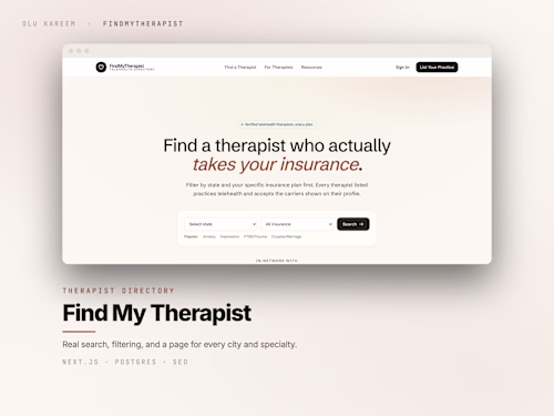 Findmytherapist, a therapist directory built for search and SEO
