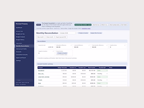 Personal Treasury — Finance App