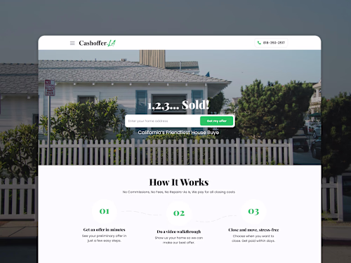 CashOffer - real estate custom WordPress website