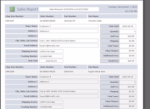 MS Access eBay Parts Manager