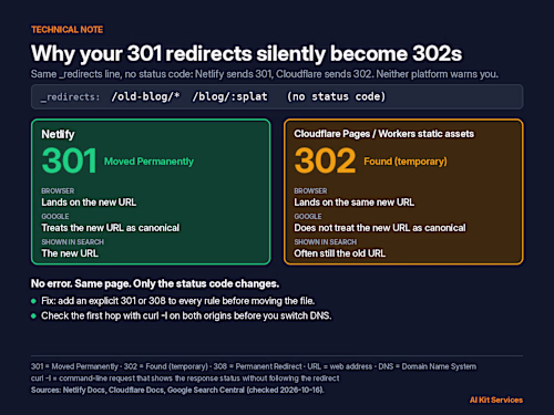 Why your 301 redirects silently become 302s