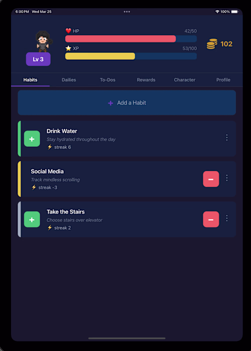 Created a Gamified Tracking App